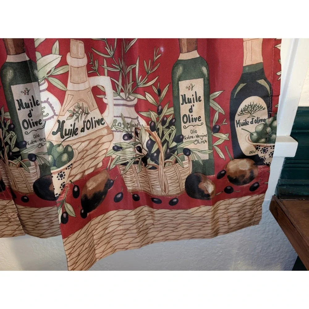Italian Olive Oil Kitchen‎ Curtains Tuscan Mediterranean Farmhouse Decor 3 piece